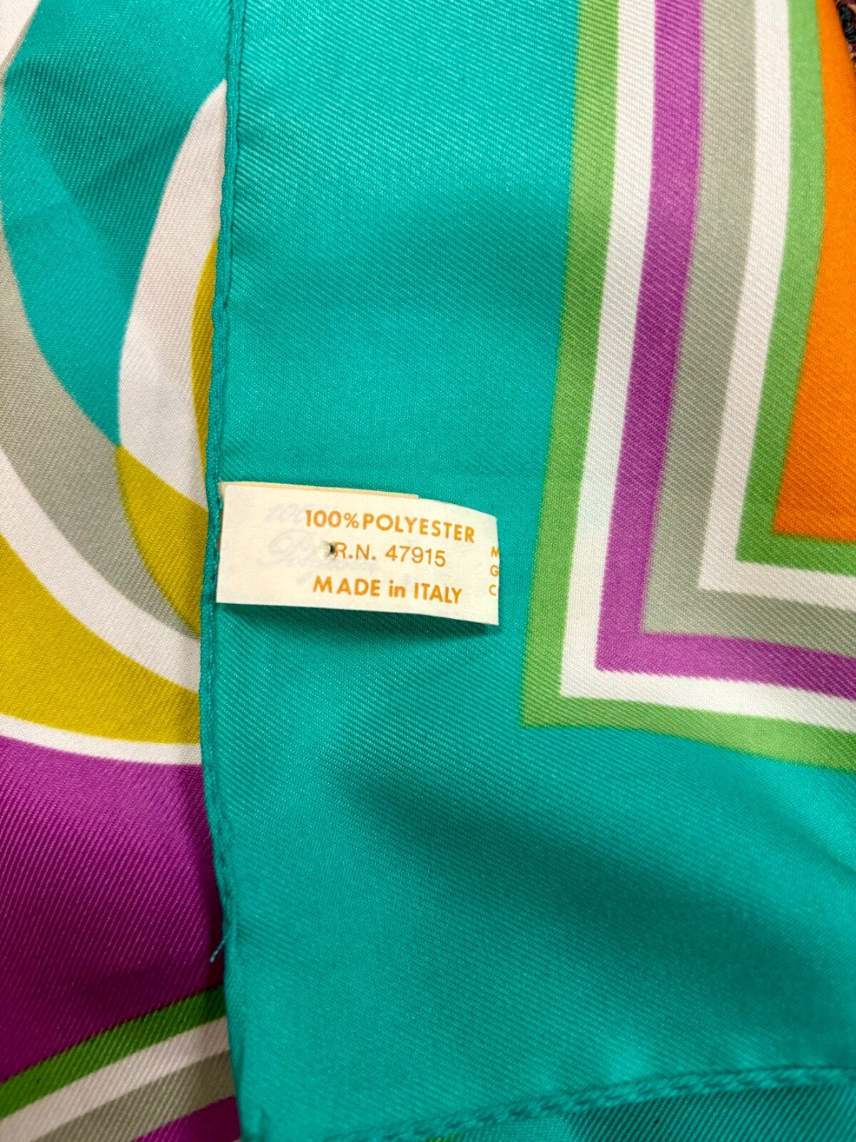 Vintage Italian Polyester Square Scarf Bold Geometric 30"