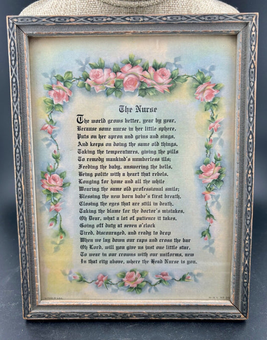Vintage Framed Buzza Motto "The Nurse"