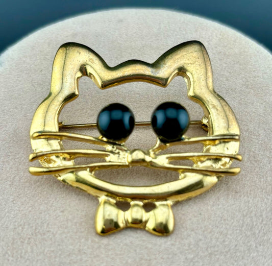 Vintage Gold-Tone Cat Brooch
