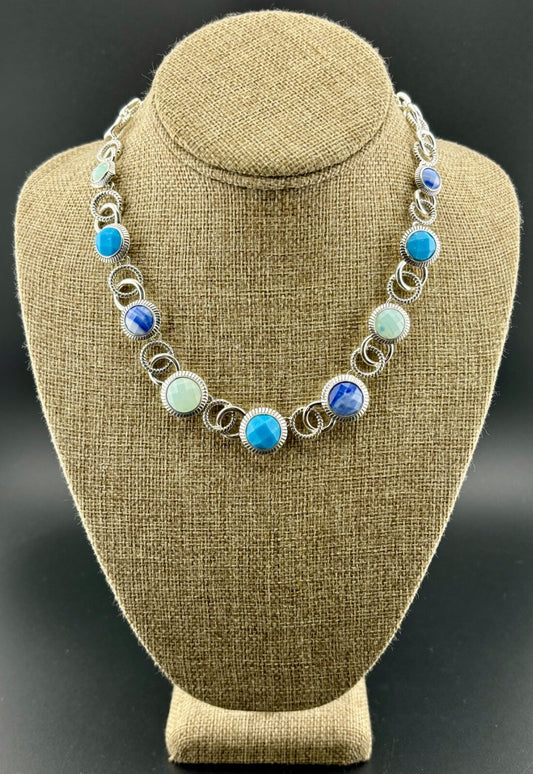 Napier NWT Blue Rhinestone Silver-Tone Necklace NK