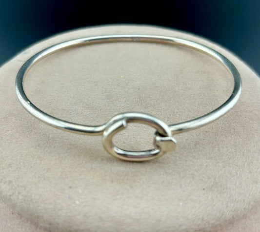 Simple Sterling Silver Bangle Hinged Bracelet/Cuff