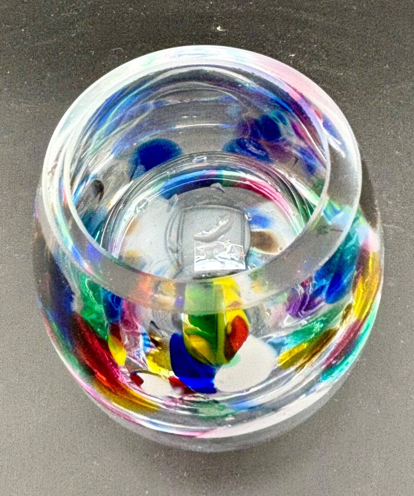 M Pyrcak Art Glass Oil Lamp/Paperweight Poland