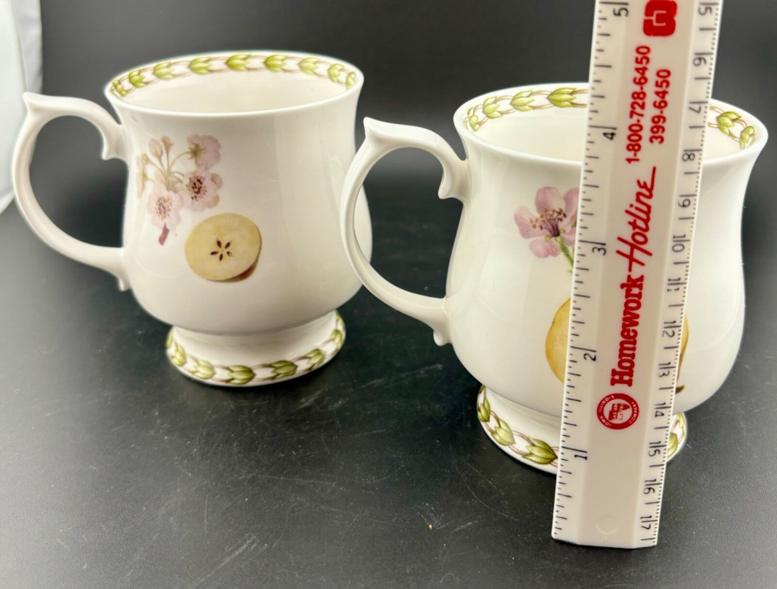 Queen's Hooker China Fruit Mugs Set Of 2 The Royal Horticultural Society 8 Oz 
