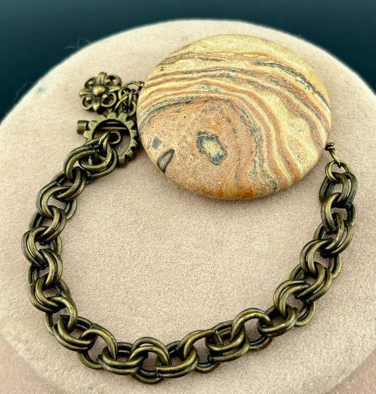 Leopard Jasper and Brass Toggle Bracelet NK