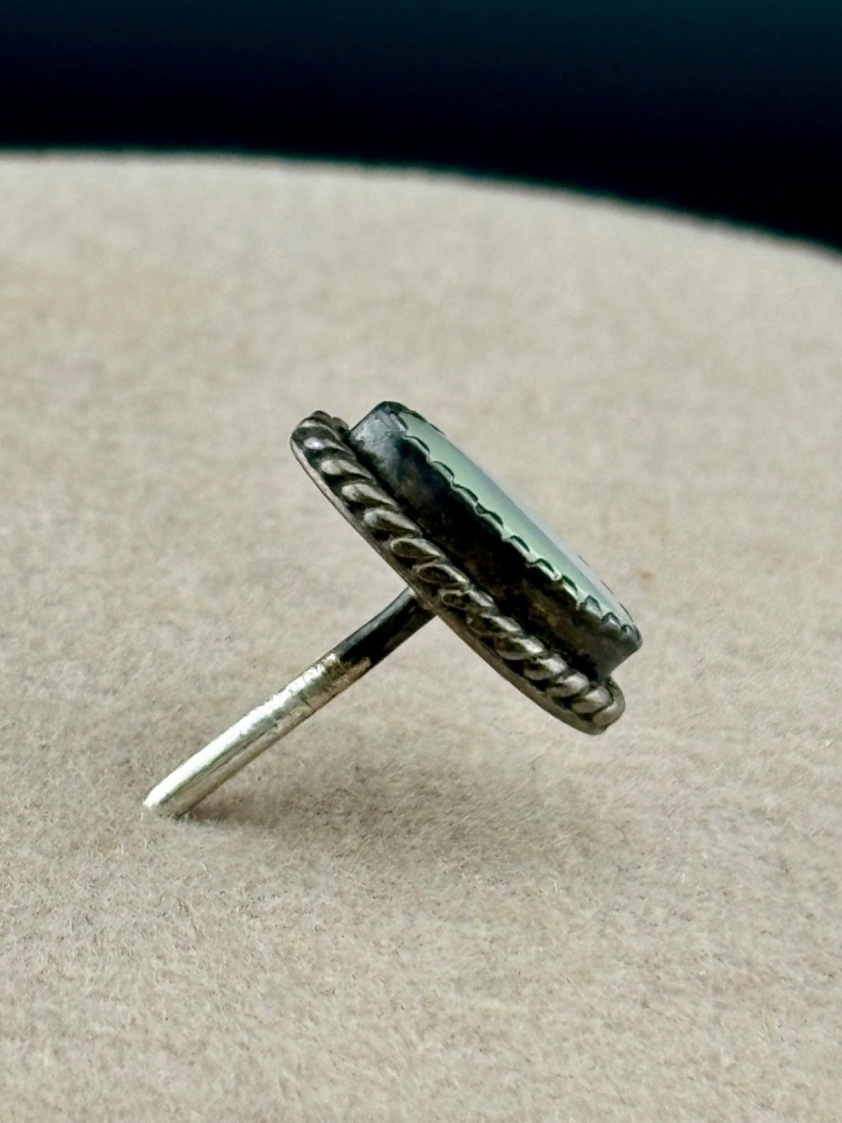 Vintage Unmarked Sterling Silver and Mother-of-Pearl Tie Tack