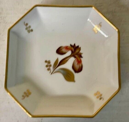 ROYAL COPENHAGEN BROWN IRIS PATTERN 711 OCTAGONAL DISH SIGNED