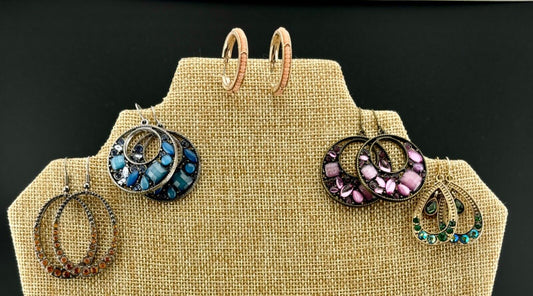 Five Pairs of Vintage Rhinestone Earrings(pierced ears) NK
