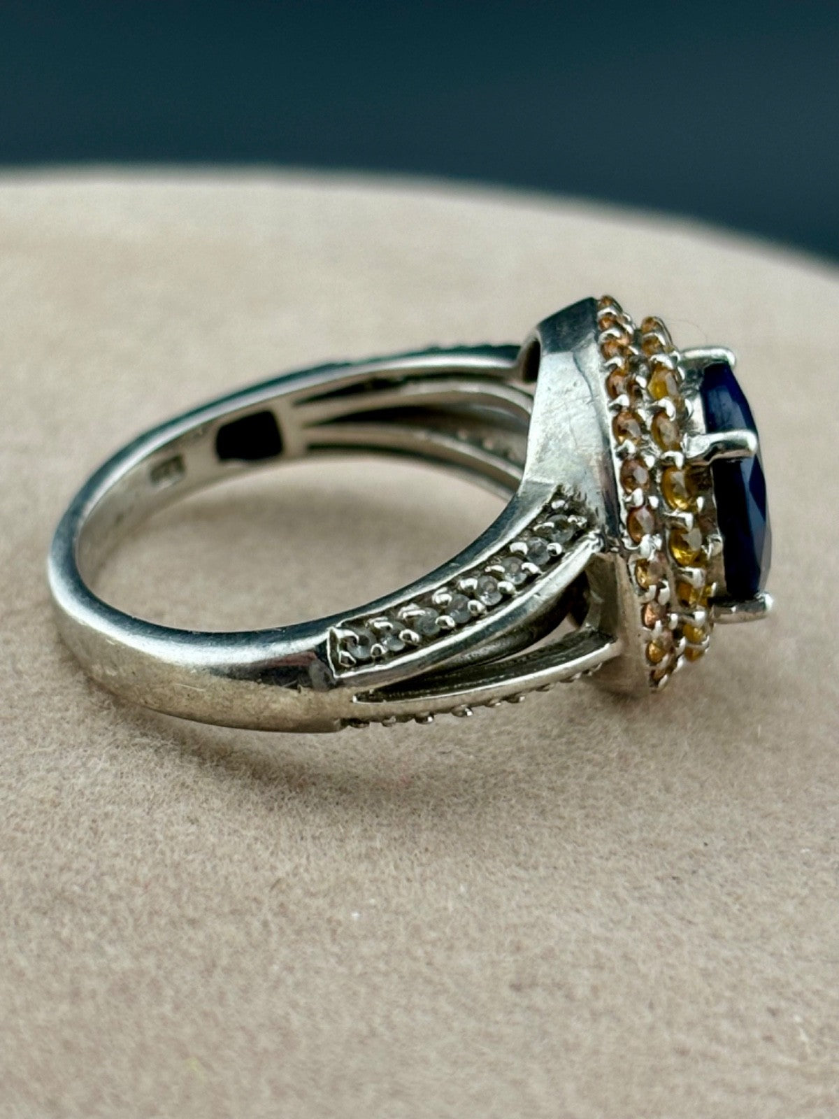 STS Sterling Silver Genuine Sapphire and Multi-Gemstone Ring Sz. 8