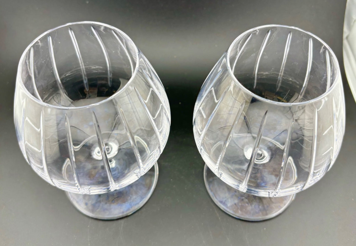 Etched Crystal Brandy Snifters 6" Pair