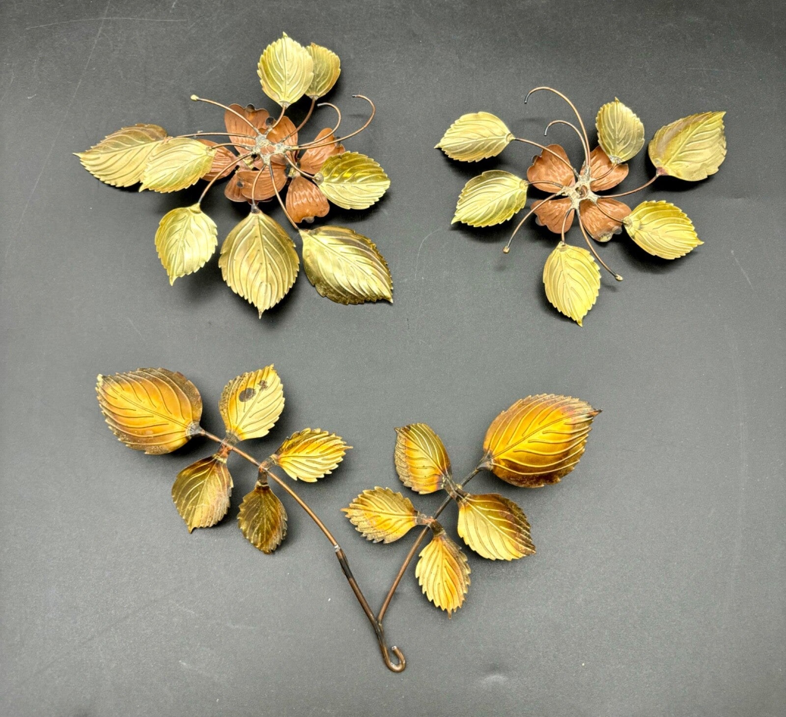 Vintage Home Interiors Dogwood Blossom Wall Decor Brass/Copper