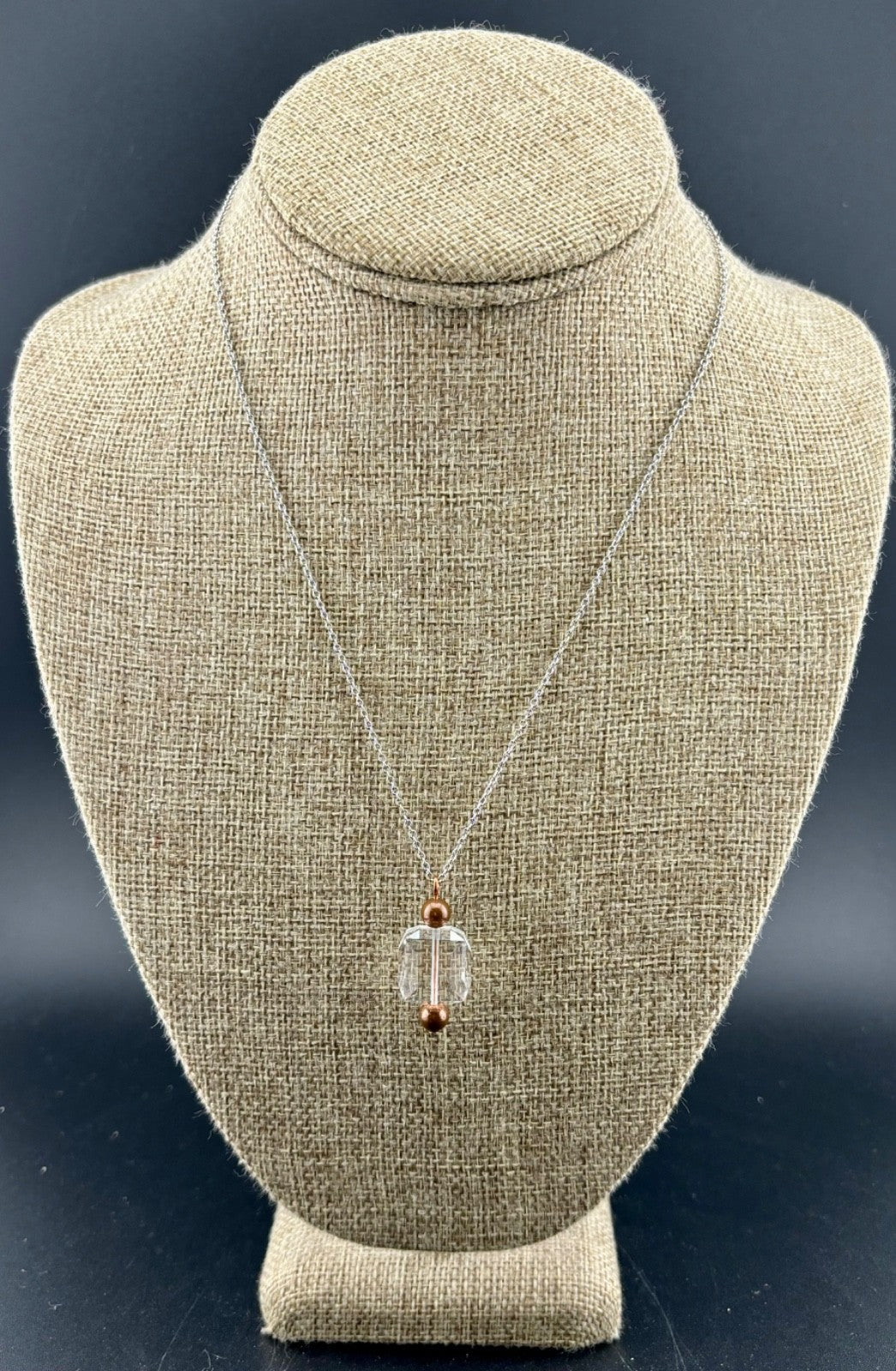 Vintage Crystal Prism Pendant Necklace 17"