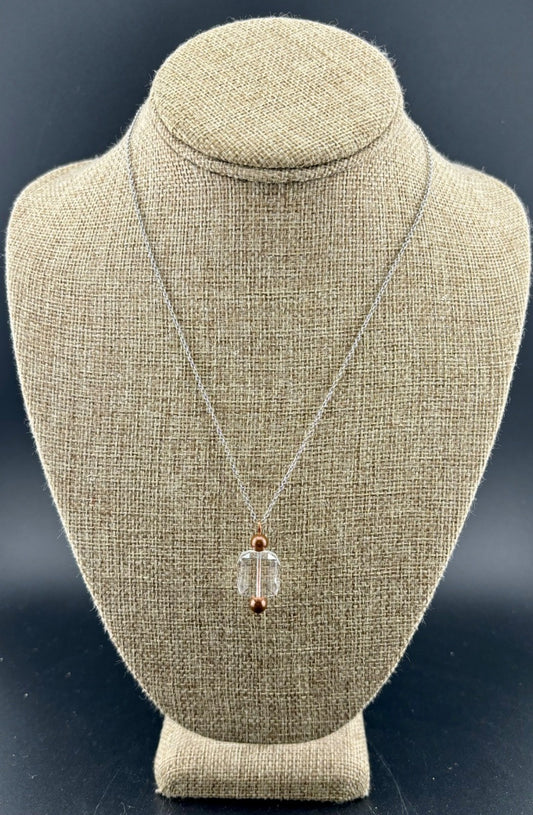 Vintage Crystal Prism Pendant Necklace 17"