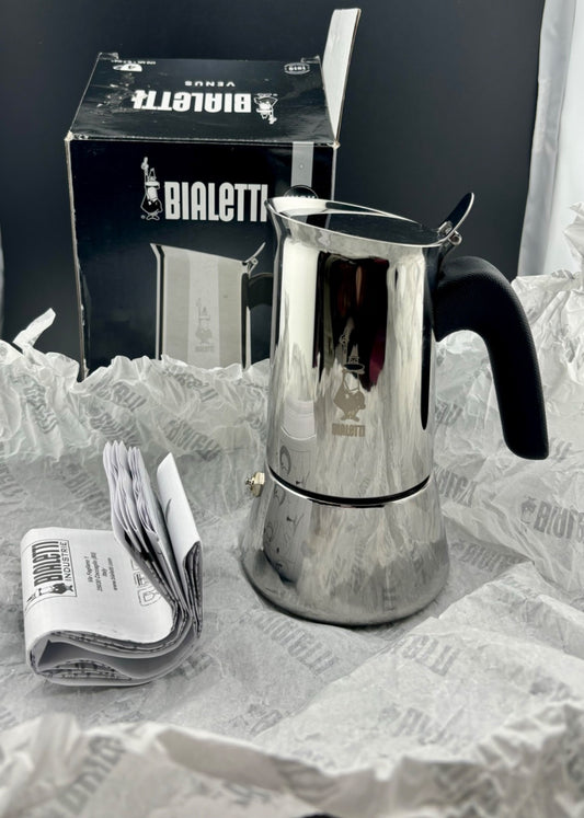 Bialetti Venus 4 Cup Induction Espresso Coffee Maker Steel Stovetop NIB