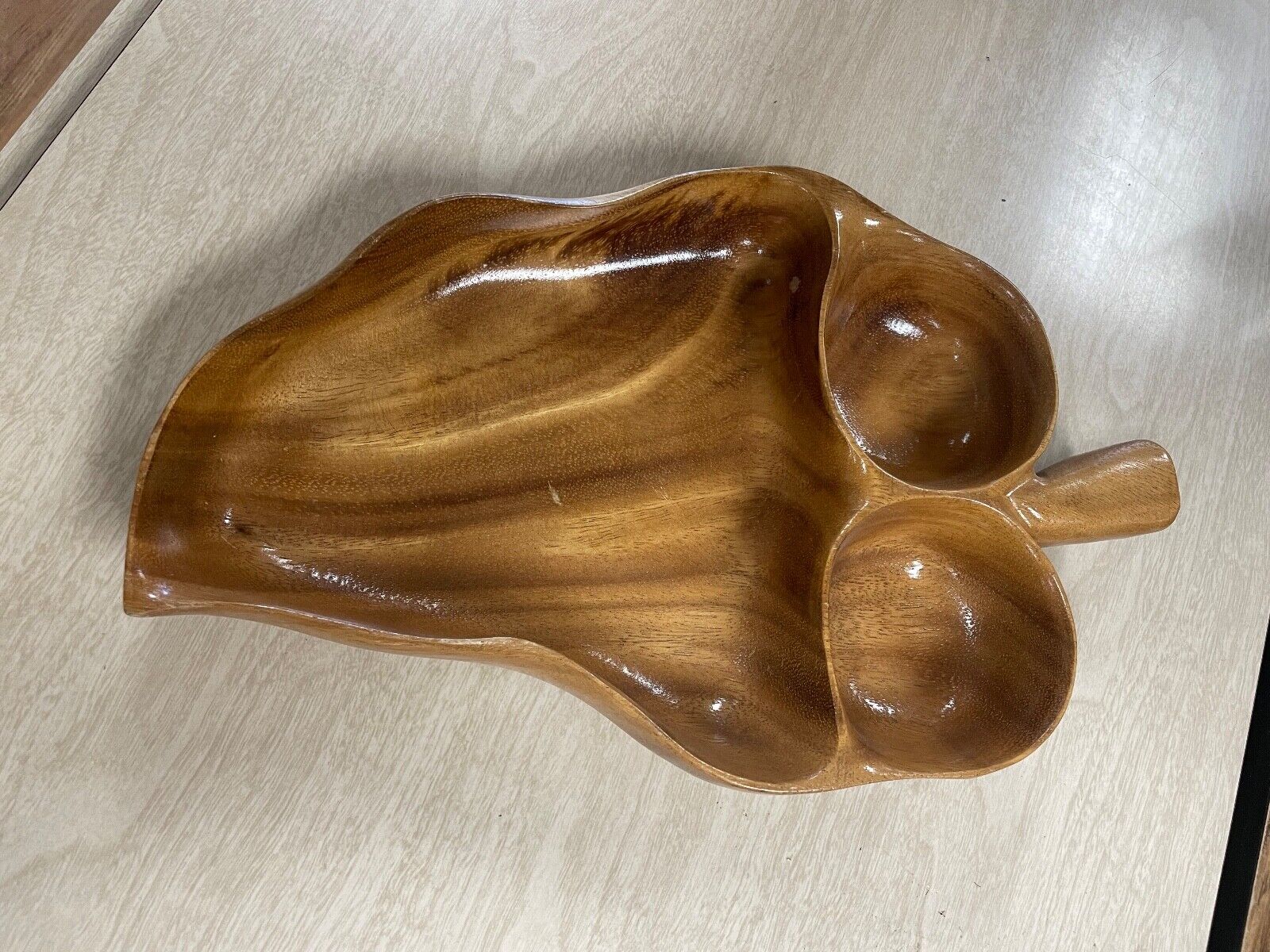 vintage monkey pod wooden Leaf Shaped Bowl