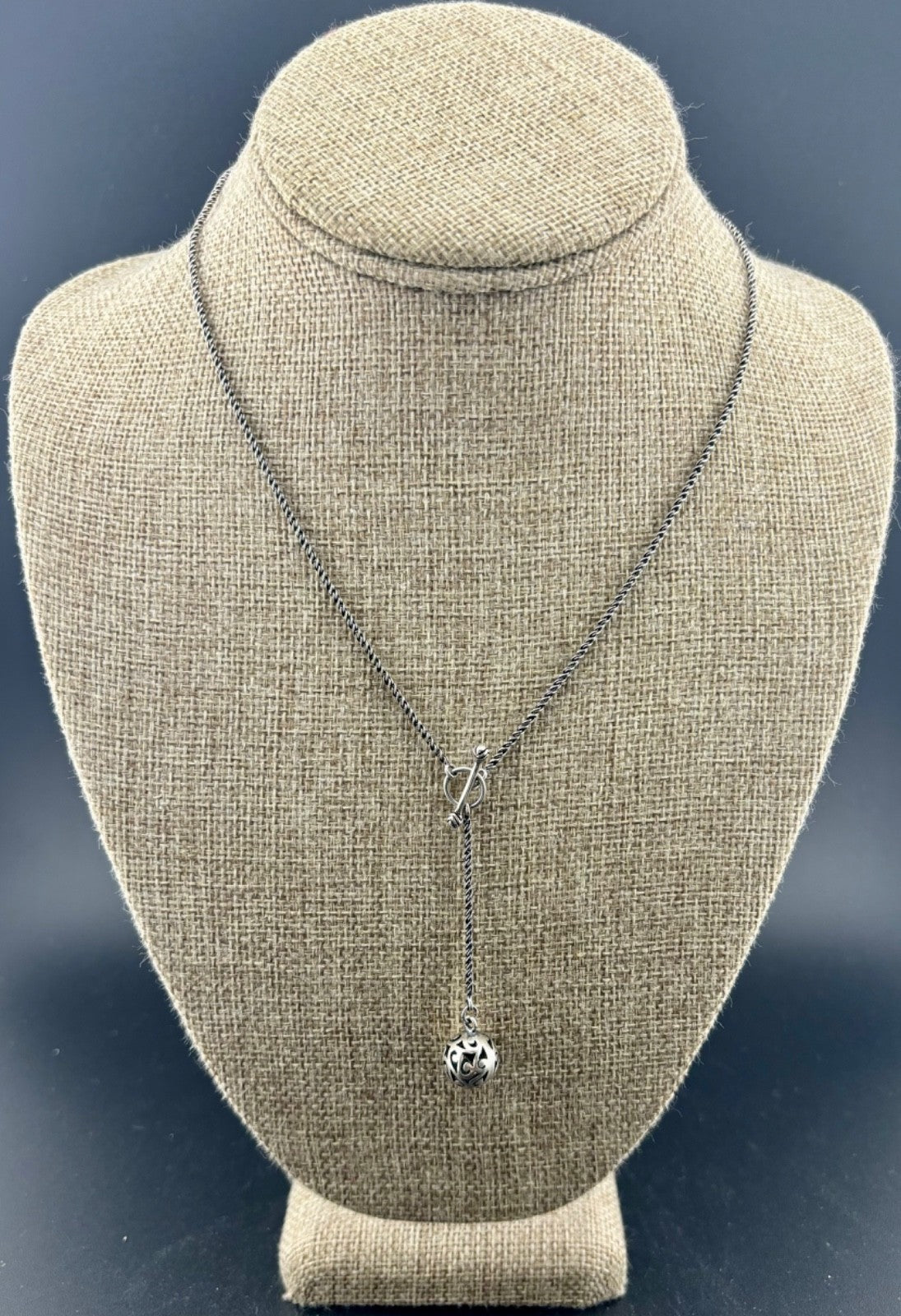 Sterling Silver Toggle Clasp Pendant Necklace 16"