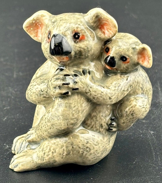 Northern Rose - Koala Mother with Baby- Miniature Porcelain Figurine