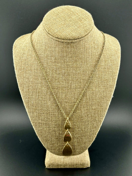 Gold-Tone Graduated Drop Pendant Necklace Bee Logo NK