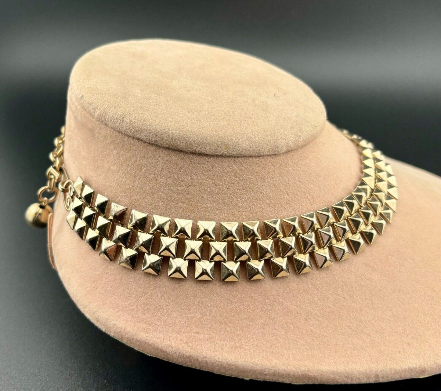 Vintage Gold Tone Woven Flat Wide Choker Chain Necklace