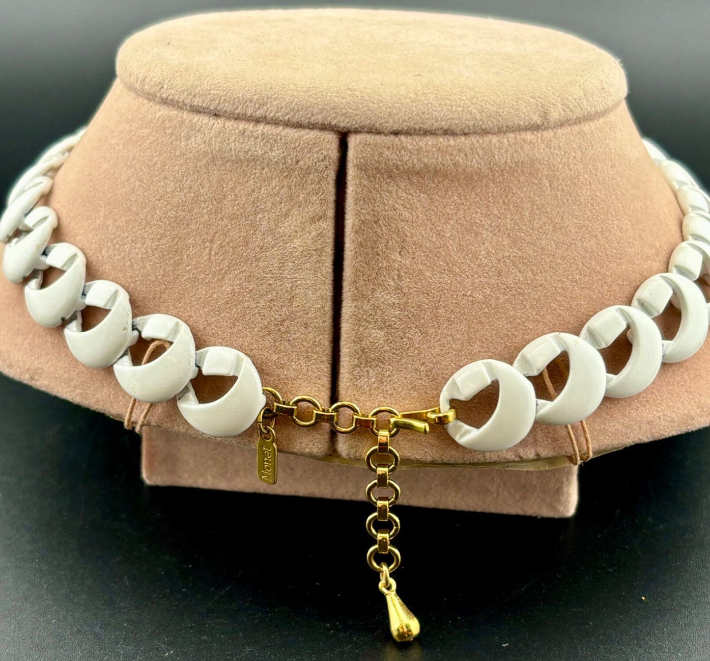 Vintage Monet White Enameled Choker Necklace NK