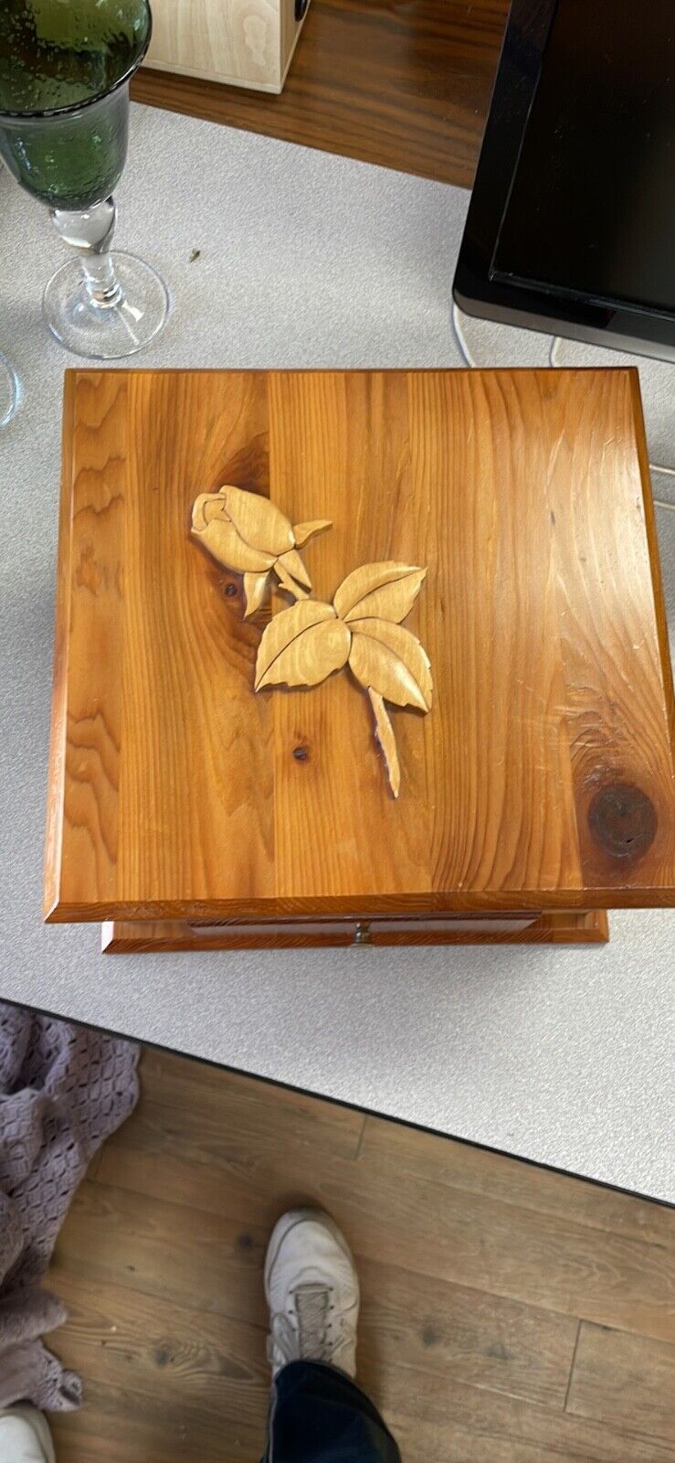 Jewelry Box Handmade Pine Velvet Lining