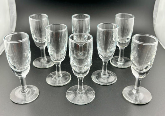 Set of Eight Vintage Clear Glass Cordials