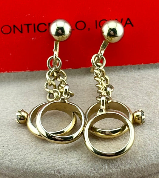 Vintage Alice Caviness Screwback Earrings Gold-tone Engagement/Wedding Ring NK
