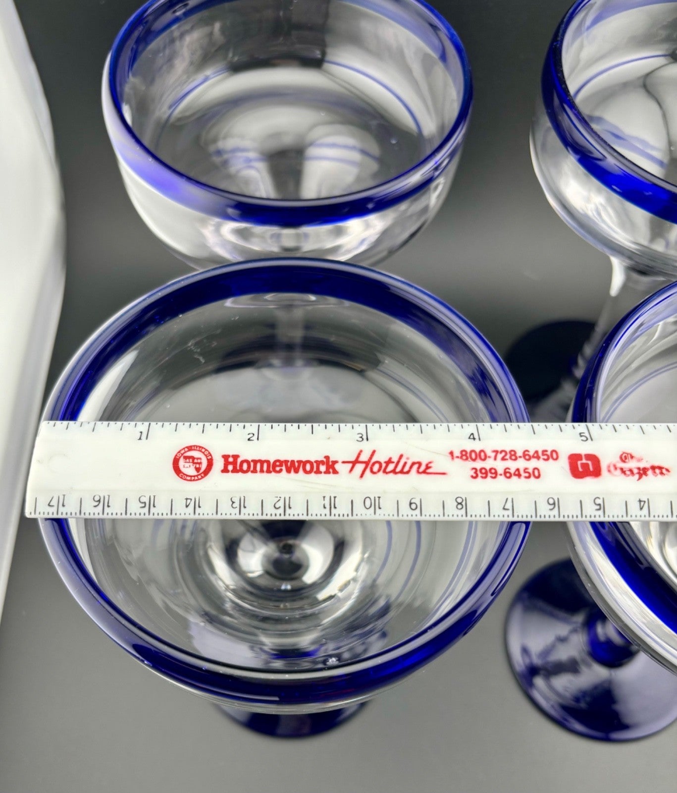 Blue and Clear Mexican Made Margarita Glasses Set of 4