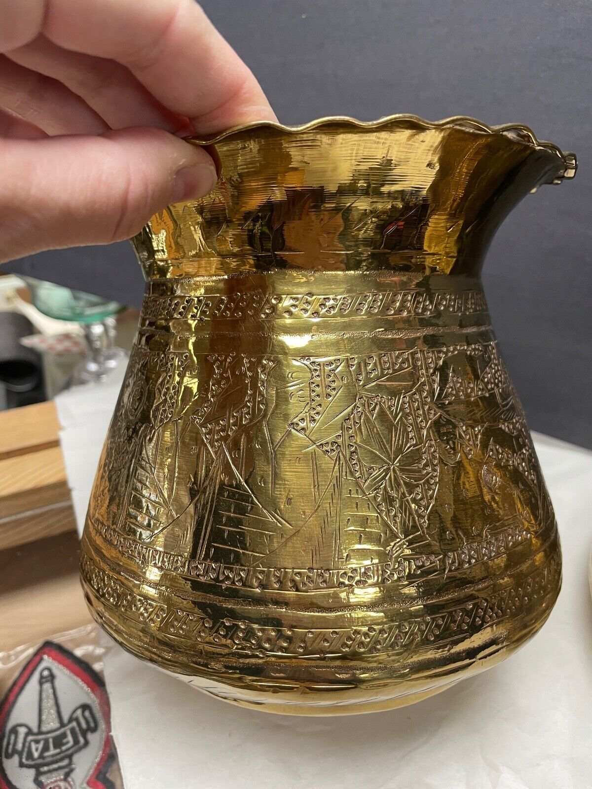 Incised Matching Brass Pots