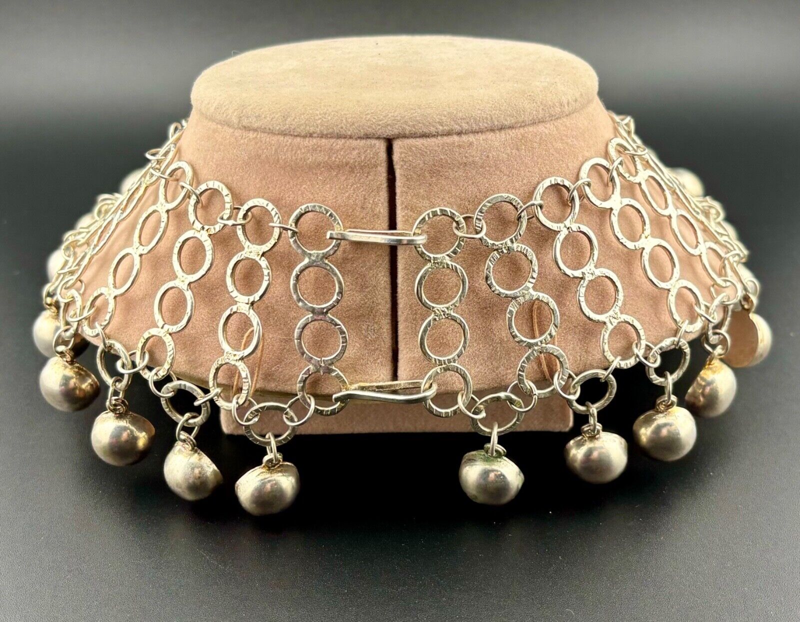 Stunning Vtg Unmarked Sterling Silver 3" Wide Collar Necklace Hand Made 126 G EB