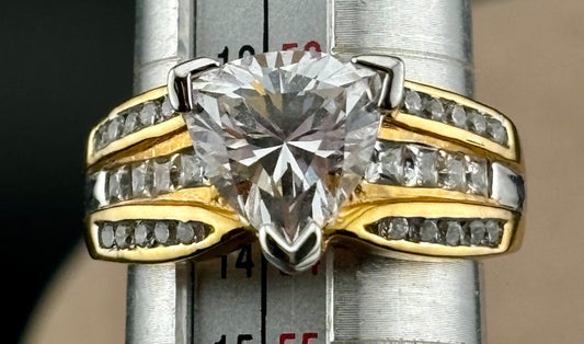 Gold Plated .925 Sterling Silver Ring with CZ's Size 6.75