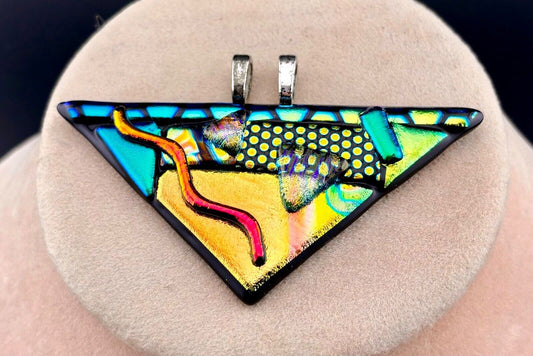 Large Dichroic Glass Triangular Pendant