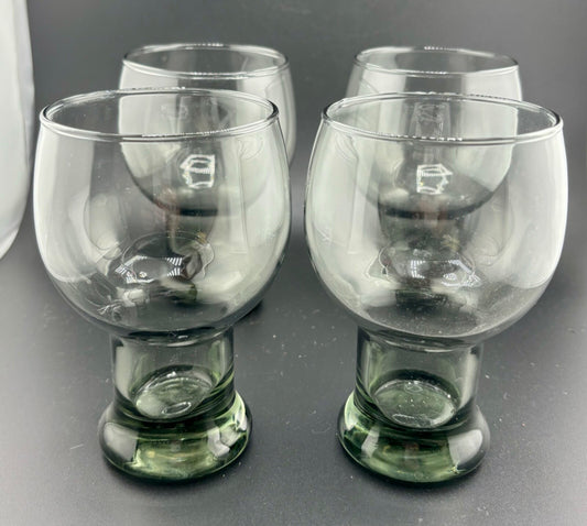 VTG Libbey Stax Glass Goblets Set of 4 Smoke Gray Water Wine Glasses