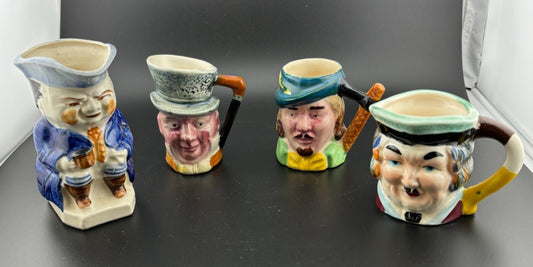 Four Vintage Miniature Toby Jugs Japan