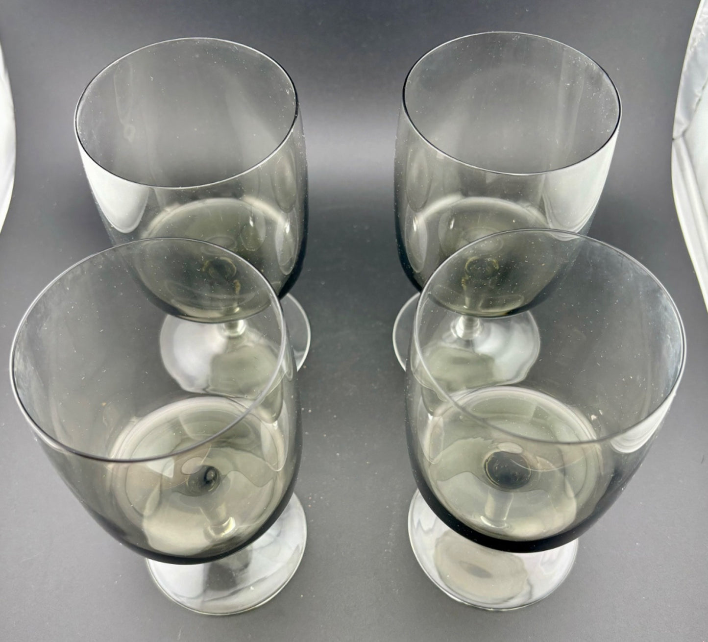 Mid-Century West German Smokey Crystal Wine/Water Glasses Set of 4