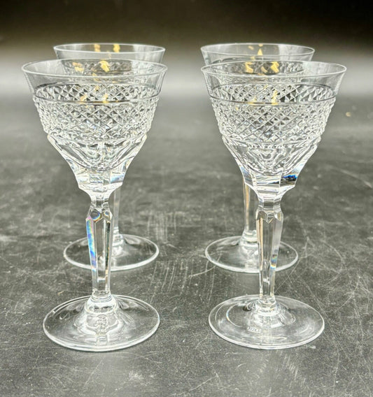 Set of 4 Cut Crystal 4-1/2" Tall Cordial Elegant Stemware Unmarked