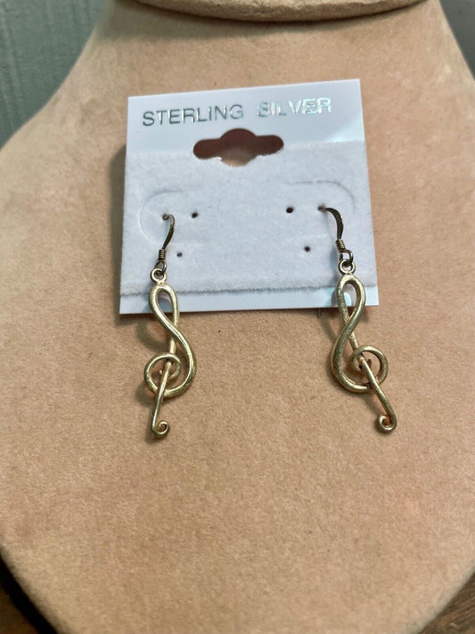 Pair of .925 Sterling Silver Musical Note Earrings