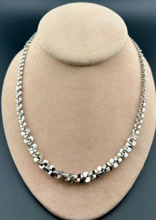 Vintage Act II Silver Tone Modernist Necklace Unique 20" NK