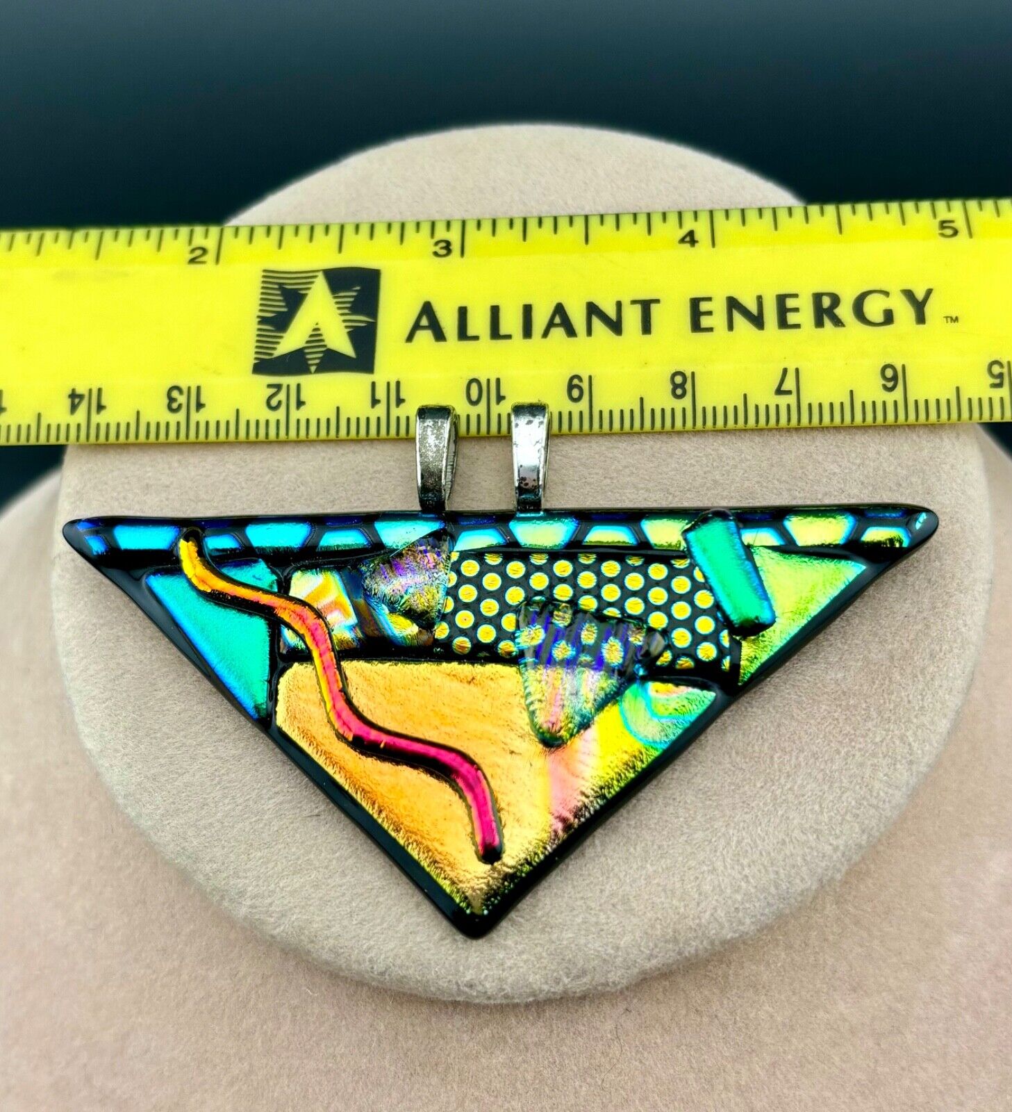 Large Dichroic Glass Triangular Pendant