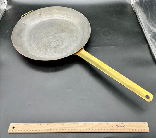 15.5” Solid Copper Fry Pan, Solid Brass Handle, Tin Lined Huge