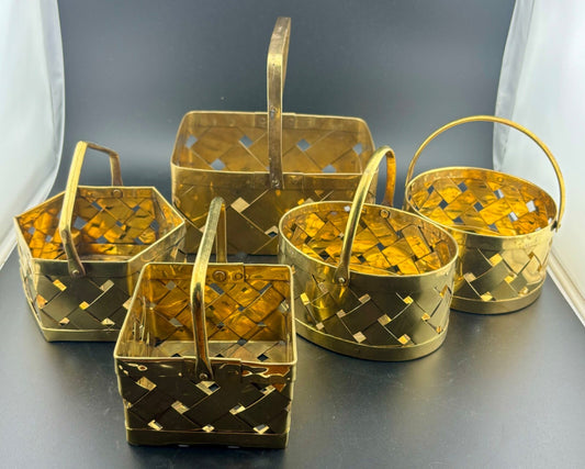 Vintage Solid Brass Bakets India(set of 5)