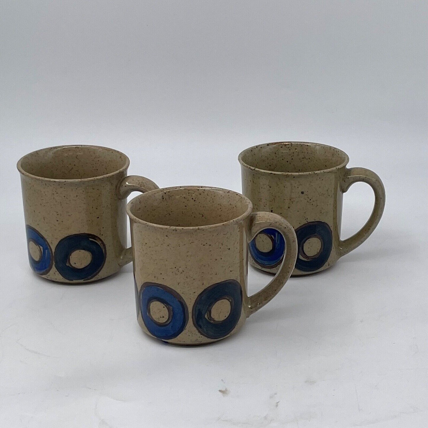 Mid-Century Modern Stoneware Mugs Set of Three