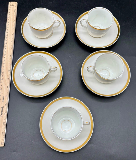 Haviland Limoges Wedding Ring White and Gold Cup and Saucer Set(5)