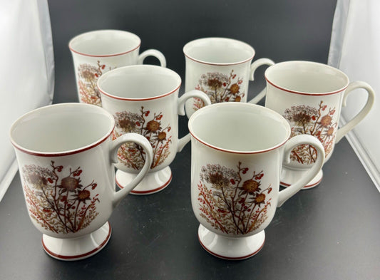 Mug Bramble Fanci Florals Collection Footed Tea Cup Japan 6 pc  Cottagecore MCM