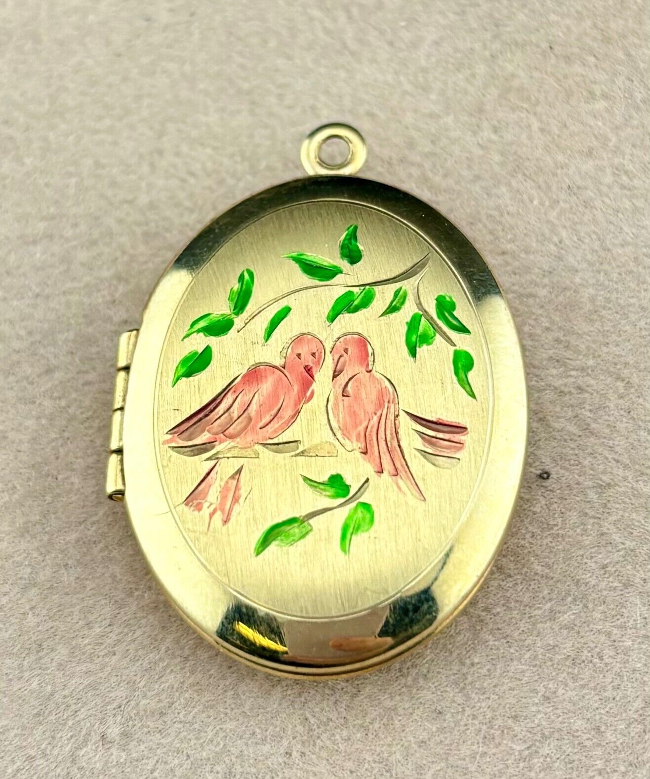 Vintage Gold-Filled Oval Locket Birds NK