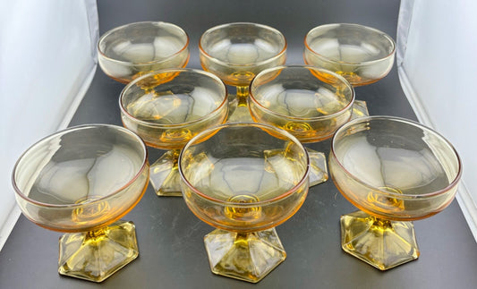 Anchor Hocking Flair Sherbet Dessert Dishes Amber Honey(8)