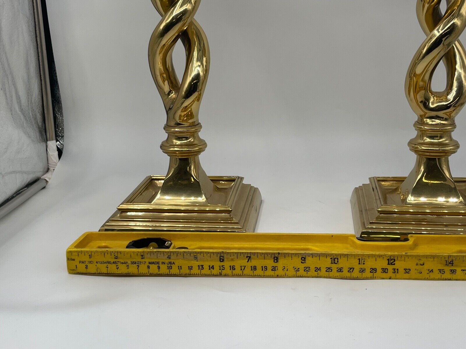 Vintage Pair Solid Brass Candlesticks Barley Twist 16"