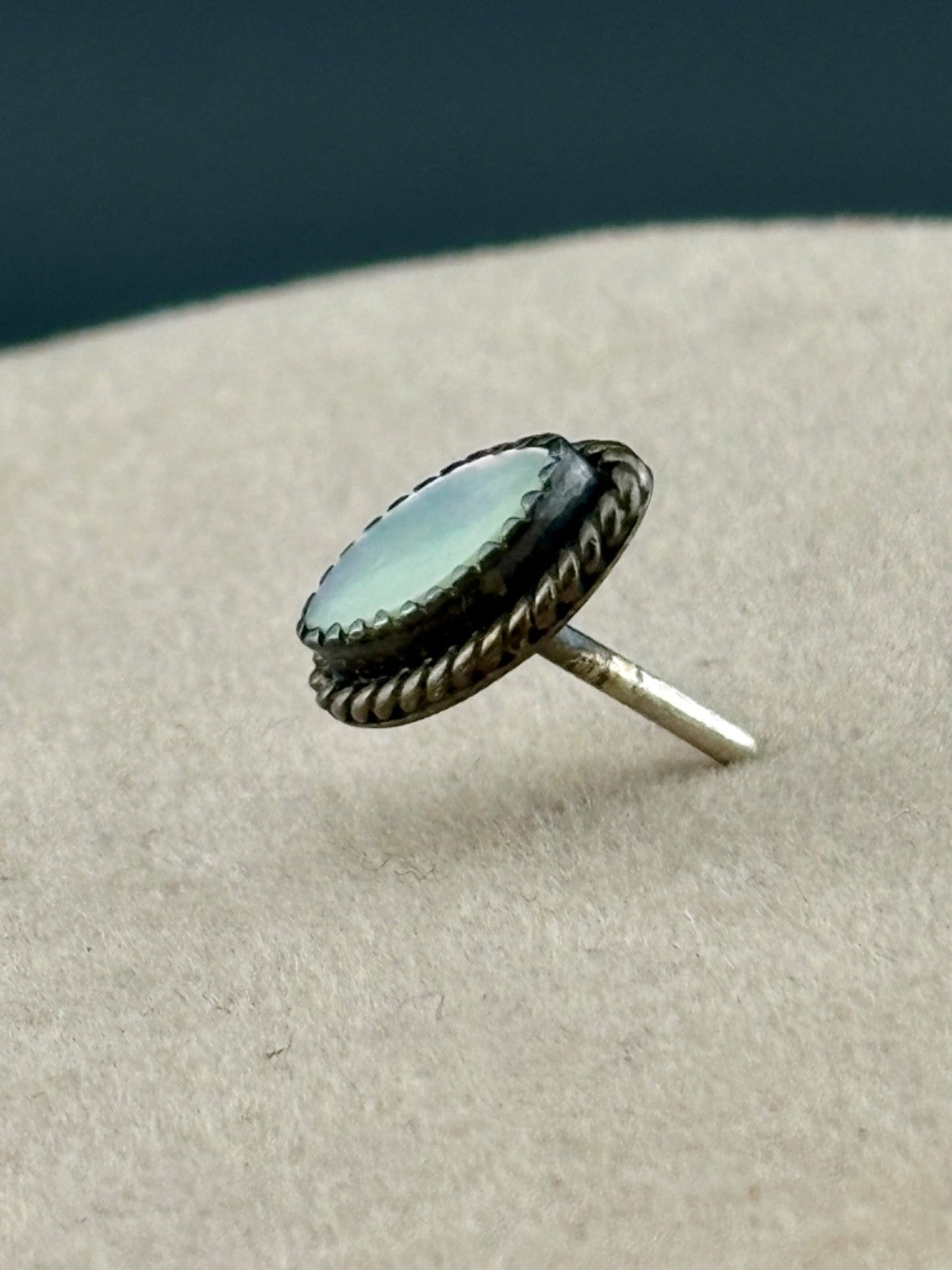 Vintage Unmarked Sterling Silver and Mother-of-Pearl Tie Tack
