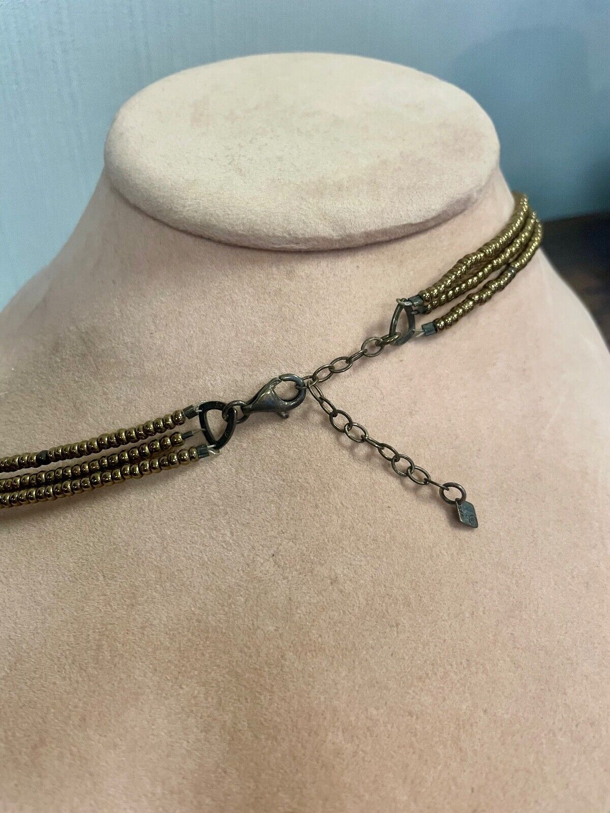 Silpada 3 Strand Bronze and Sterling Silver Beaded Necklace N1591