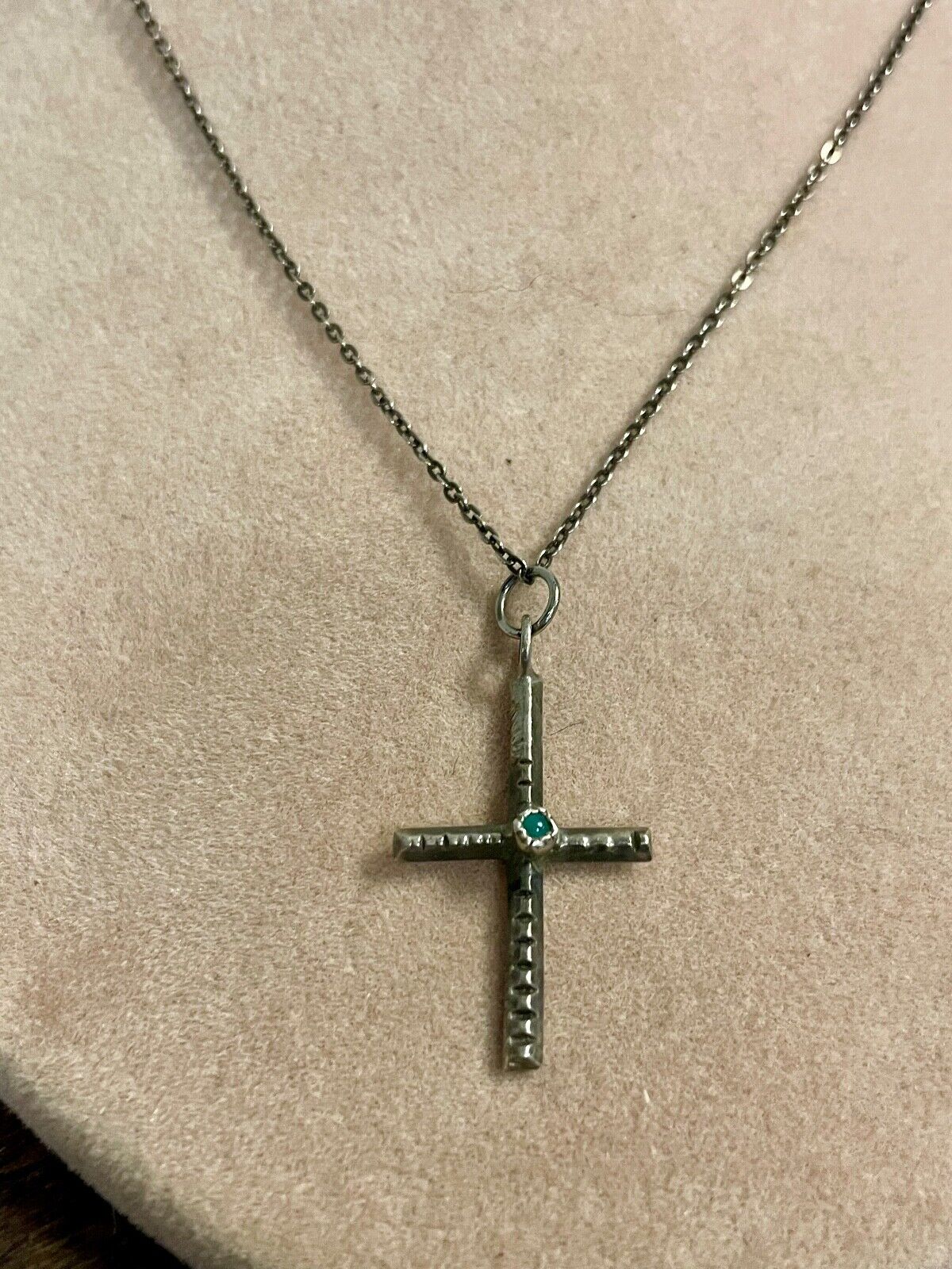 Vintage .925 SS and Turquoise Cross Necklace