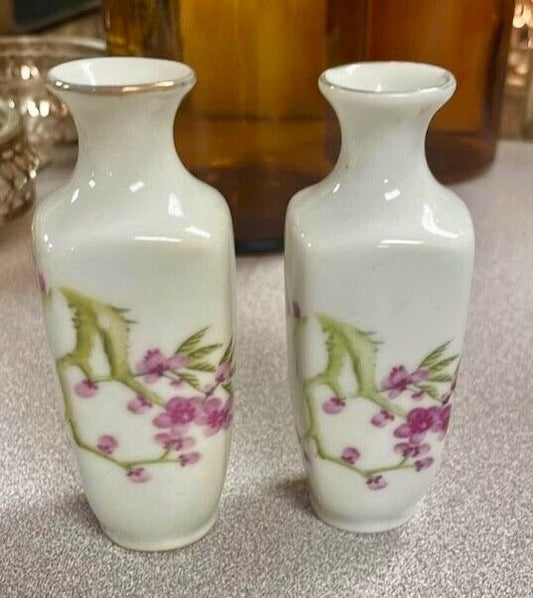 Pair of Vintage Asian Influence Porcelain Vases Small